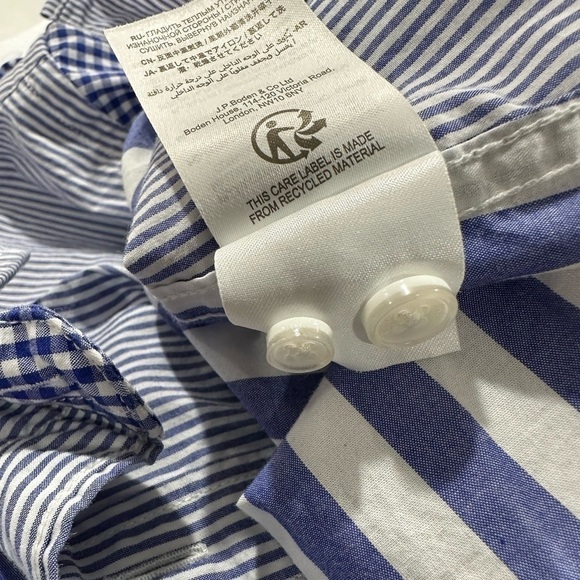 Boden Stripe Gingham Buttoned Down Sirt Top Sz L - Picture 5 of 6